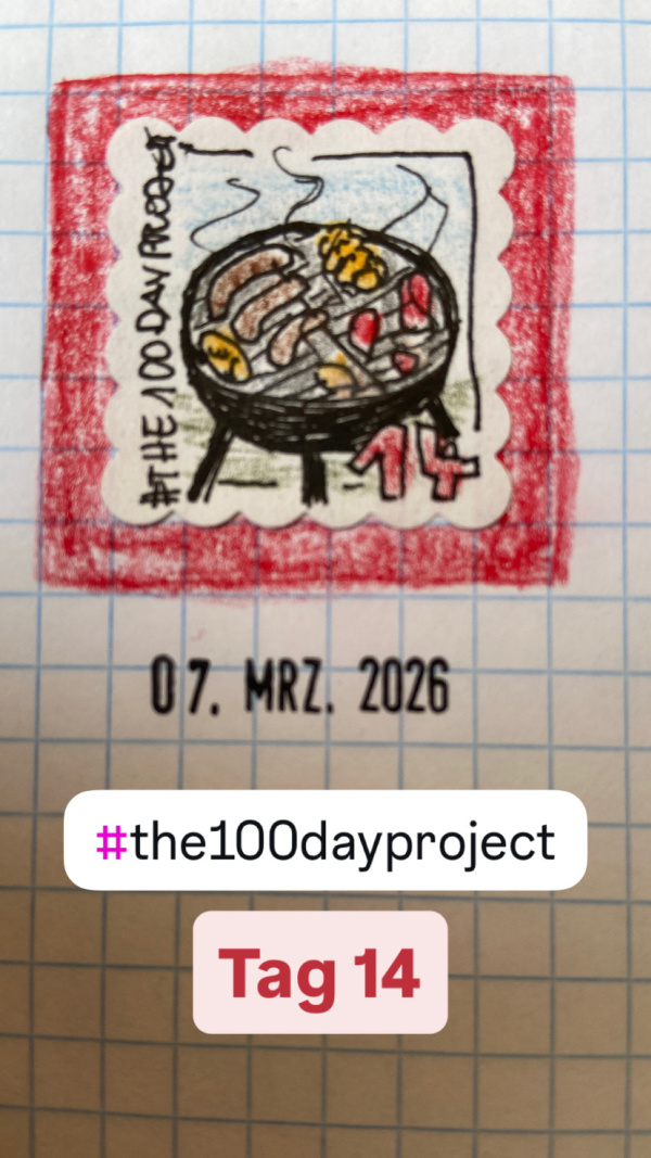 #the100dayproject - Angrillen. Zeichnung von Petra A. Bauer