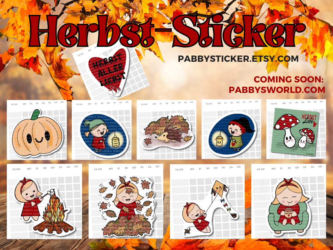 Herbst Sticker Update Planer Journaling Autumn Fall Aufkleber