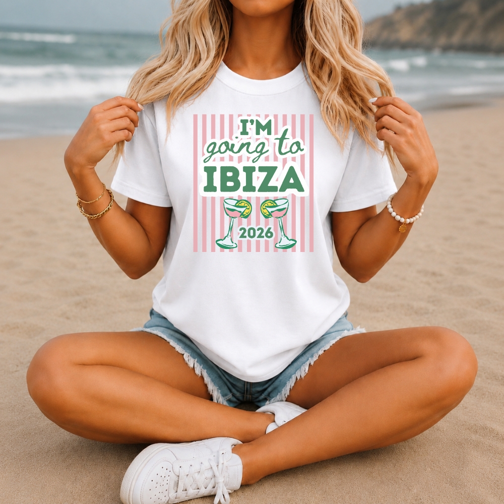 Ibiza Shirt, Ibiza 2026, Ibiza T Shirts, Mädelstrip Shirts, Gruppenshirt Mädels, Frauen, Cocktail, Sekt, Urlaub, Vacation Mode, Mediterran personalisierbar