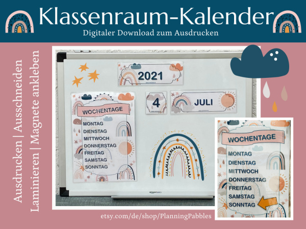 Klassenraum-Kalender im Regenbogen-Design. (c) Petra A. Bauer 2021